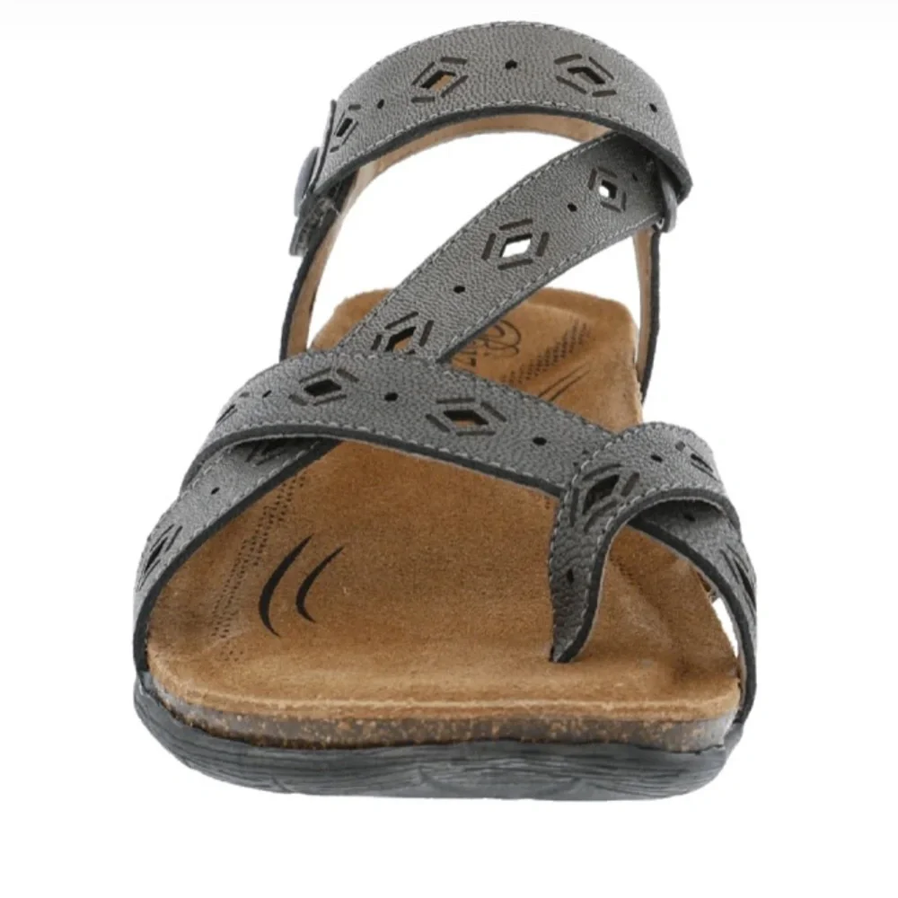 Biza Maui Leather Footbed Sandal 6.5/37 Cork & Memory Foam in Pewter - Picture 6 of 8
